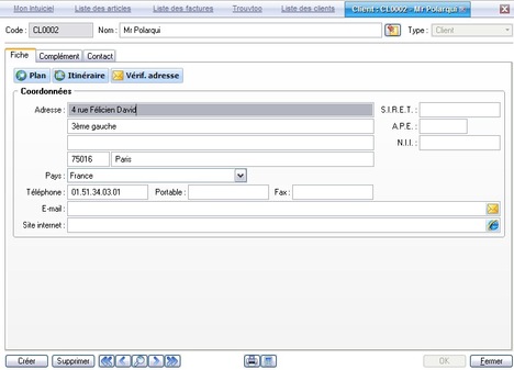 Une fiche client