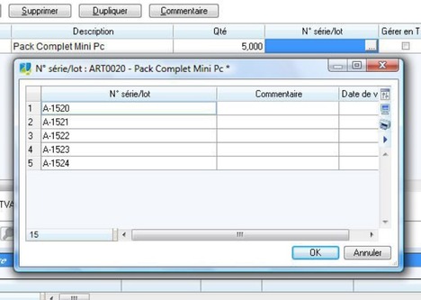 La gestion des numros de srie et de lot de Ciel Quantum