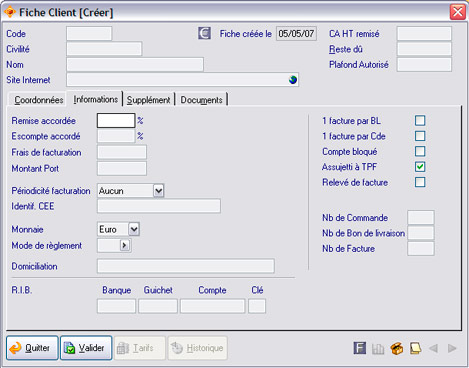 Informations financires d'une fiche client