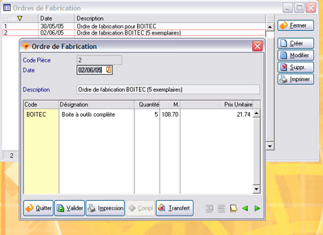 Les ordres de fabrication dans ApiSoft Gestion Commerciale Huit