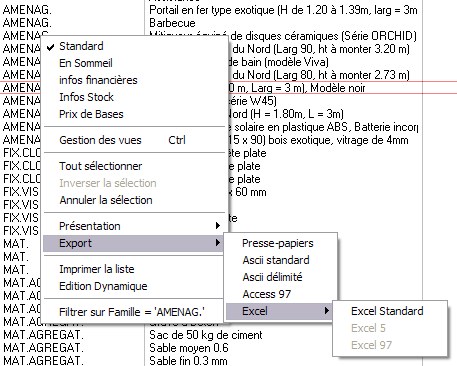 L'exportation d'une liste dans Apisoft Gestion Commerciale Huit