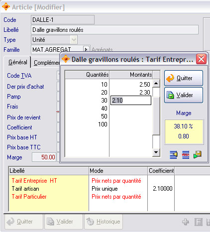 Grille tarifaire par quantit dans Apisoft gestion commerciale huit