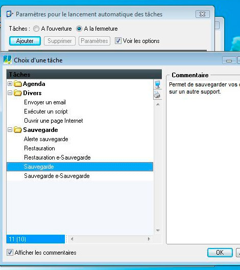 Lancement d'une tche automatique de sauvegarde dans Ciel Compta Evolution 2008