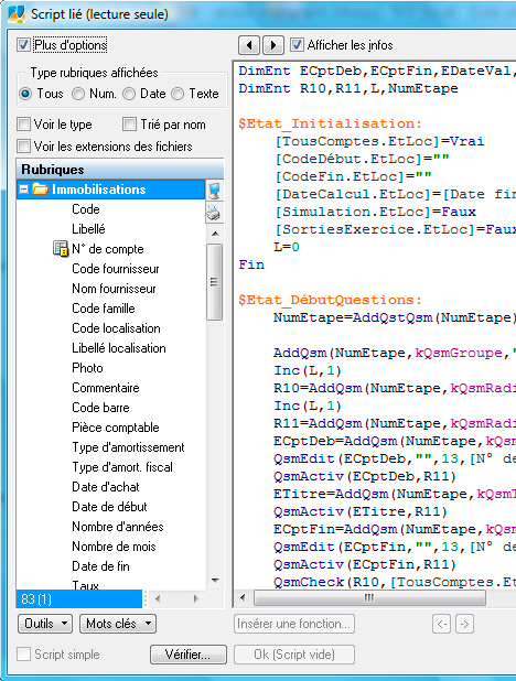 Script d'un logiciel Ciel Evolution