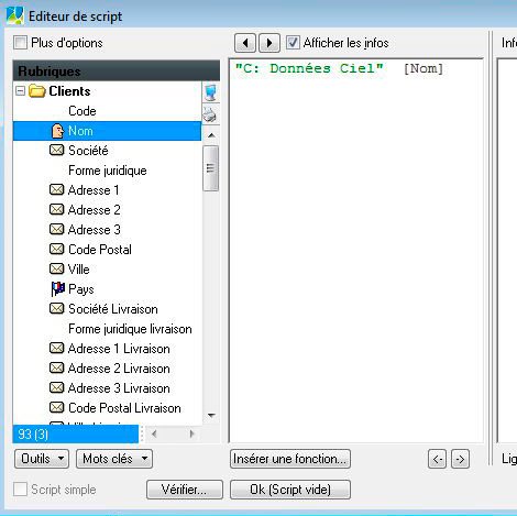 Editeur de script de Ciel evolution 2008