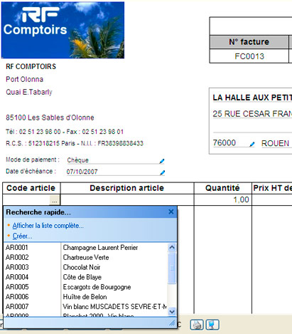 Ciel Facturation Facile: Saisie libre d'articles ou de prestations, ventuellement sur plusieurs lignes, avec la police et la couleur de son choix (2)