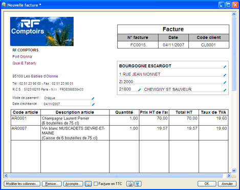 Nouveau modle de saisie de facture dans Ciel Gestion Commerciale Evolution 2008