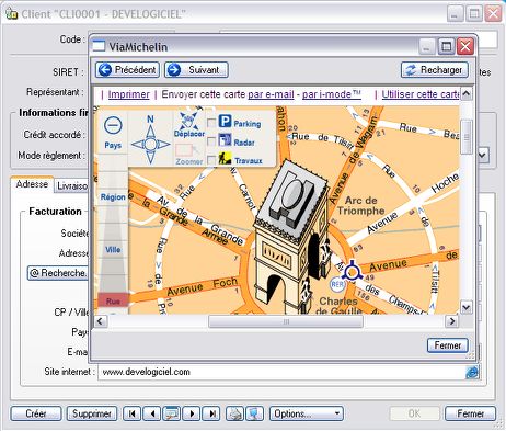 ciel gestion commerciale 2007: golocalisation du client