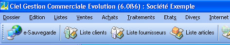 ciel gestion commerciale évolution 2007: le menu