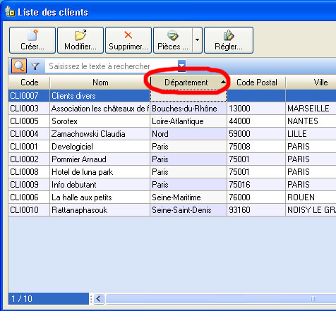 liste client avec champ d'numration dans ciel gestion commerciale evolution 2007