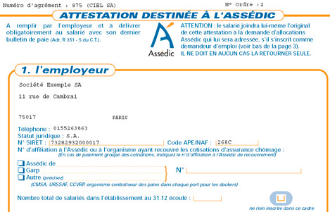 Ciel Paye Evolution 2007 : attestation assdic