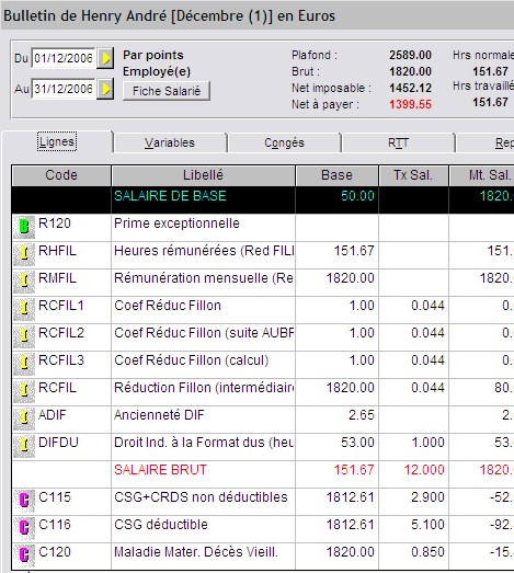 Ciel Paye 2007 : Bulletin de paie