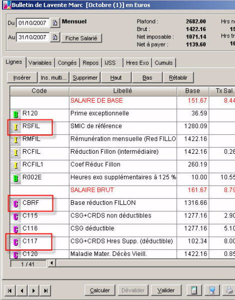 TEPA, la loi en faveur du travail, de l'emploi, et du pouvoir d'achat, prise en compte dans Ciel Paye et Ciel Paye Evolution: Mise  jour d'un bulletin de paye (3) -- 14/11/07