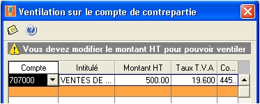 ventilation des ventes dans ciel compta 2005