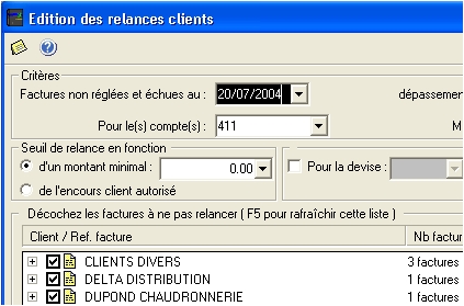 ciel compta evolution: les relances clients