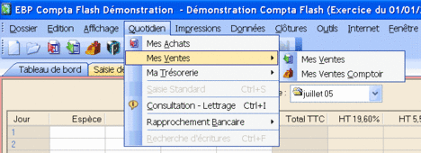 EBP Compta Flash 2005: menus