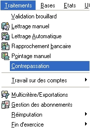 Menu contrepassation dans ciel compta 2005