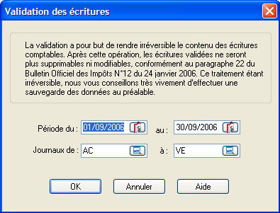 validation des critures : ebp compta 2007