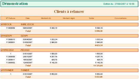 Etat des clients  relancer d'EBP Comptabilit 2008