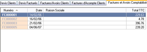 Liste des factures comptabilises et non comptabilises d'EBP Comptabilit et Facturation 2007