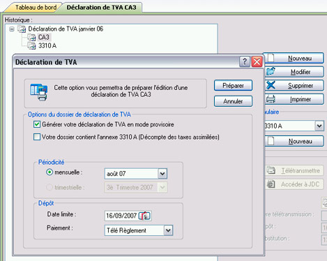 Paramtrage de la dclaration de T.V.A. avec EBP Comptabilit et Facturation 2007