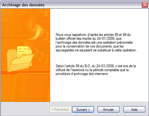 archivage des donnes dans ebp gestion commerciale 2007