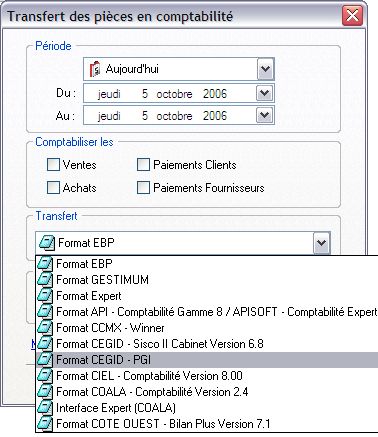 export comptable dans ebp gestion commerciale 2007