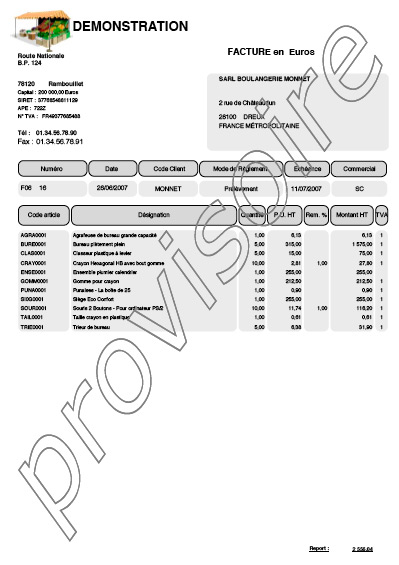 facture provisoire