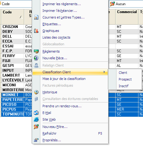 Classification de plusieurs clients dans EBP Gestion Commerciale 2008