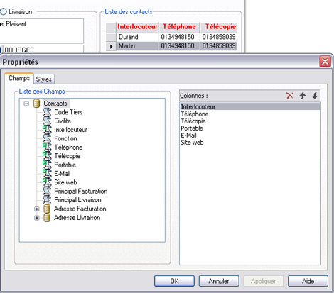 Personnalisation de la liste des contacts dans EBP Gestion Commerciale *