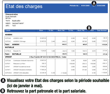 tat des charges d'EBP Paye 2007