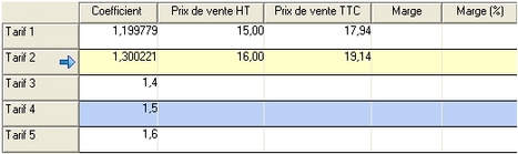 ebp gestion commerciale 2005 : tarifs de vente