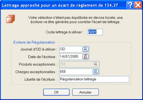 le lettrage approch dans EBP compta flash 2005