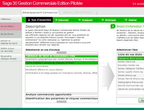 Menu de Sage Edition Pilote