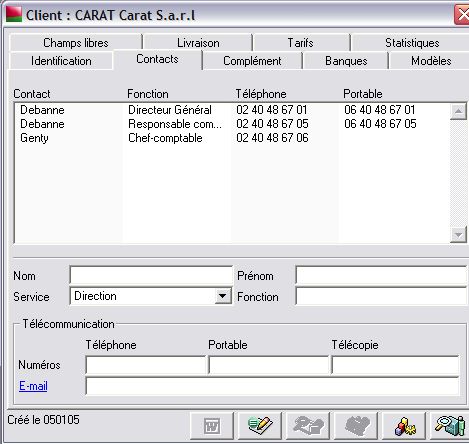 Sage gestion commerciale 30 v12: contacts dans une fiche client