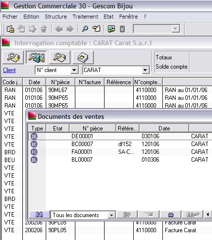 interrogation comptable client de Sage gestion commerciale 30 v12