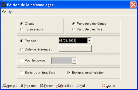 balance age avec critures de simulation dans ciel compta evolution 2005