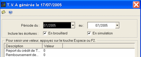 ciel compta evolution 2005: declaration de tva avec simulation