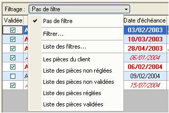 Ciel Devis factures 2005: filtre de validation