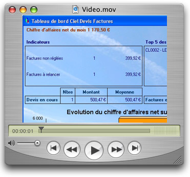 Video sur le tableau de bord de Ciel Devis Factures 2005