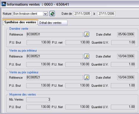 wavesoft gestion: historique des conditions de vente d'un article