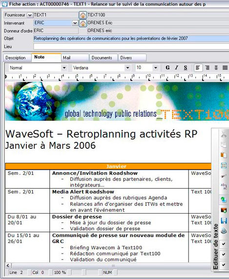 Une fiche action dans WaveSoft GRC