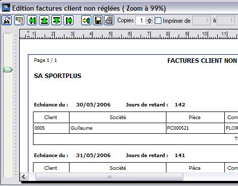 wavesoft gestion commerciale: tat des factures non payes