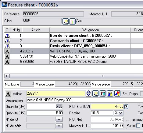 wavesoft gestion: facture client