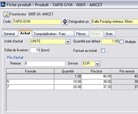 conditions d'achat d'un article dans wavesoft gestion commerciale