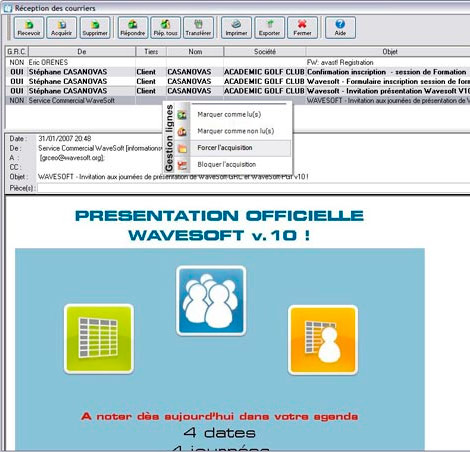 WaveSoft GRC *: Intgration de la gestion d'emails dans la relation client et la gestion commerciale (4) -- 24/01/08