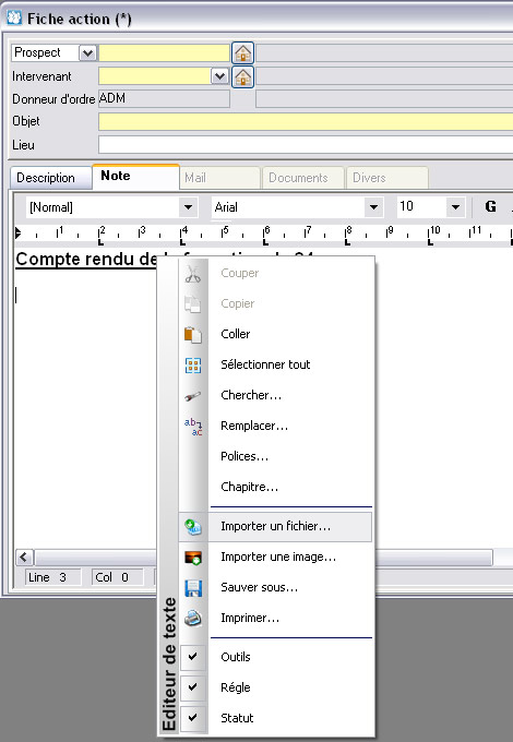 WaveSoft GRC * : Descriptif libre et association de documents externes  une action (8)