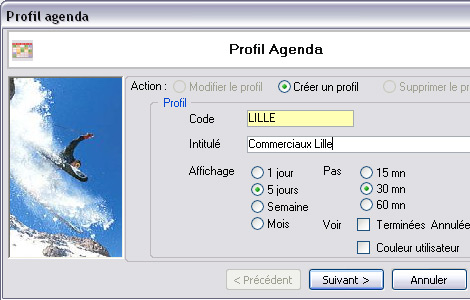 Personnalisation de l'agenda