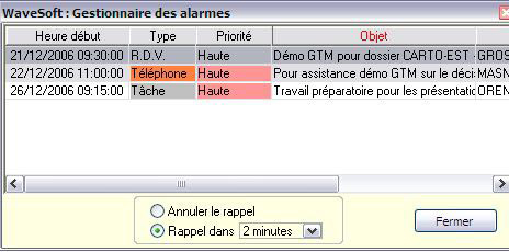 Gestion des alarmes dans WaveSoft GRC *