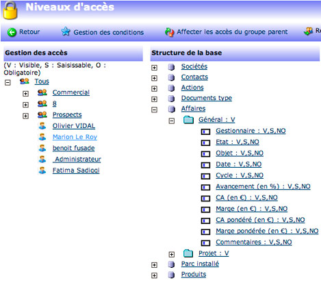 yellowbox CRM : niveau d'accs pour chaque champ d'une table